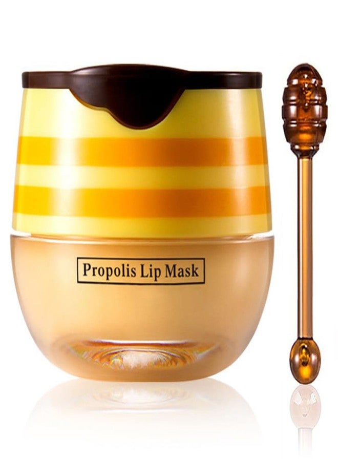 XTJXTJ Strawberry & Honey Lip Balm, Vitamin E Lip Masks & Moisturizing/Hydrating Propolis Lip Sleeping Mask With Brush, Nourish And Repair Lip Skin Winter Lip Care Products (Honey) - Image 1